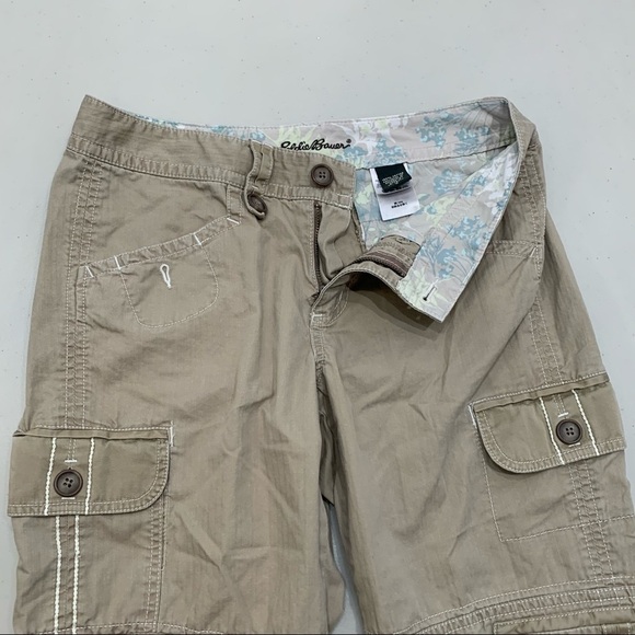 Eddie Bauer Cropped Cargo Pants Drawstring Bottom Size 2 - Picture 5 of 9
